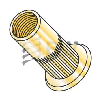 M10X1.50X3.56  Metric Flat Head Round Open-End Ribbed Threaded Insert Rivet Nut Steel Zinc Yell, XS-M103.56SY