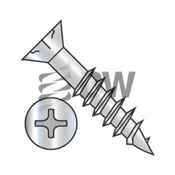 9-10 x 2 1/2  Phillips Flat Head w/Nibs Deep Thread Wood Screw 2/3 Threaded Zinc Bake, 0940DPFND