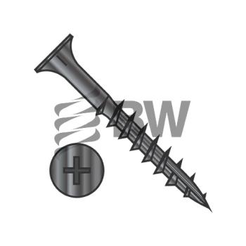 8-11 x 1/2  Phillips Flat Head with Nibs Deep Thread Wood Screw with Type 17 Point Black O x , 0808DPF17B