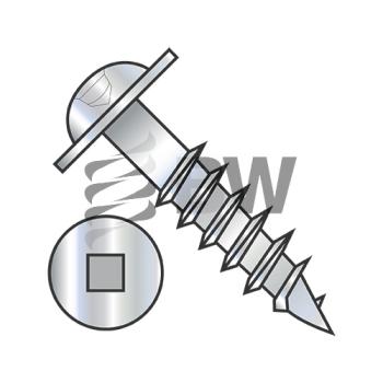 8 x 4  Square Drive Round Washer Head Deep Thread Wood Screw 2/3 Thread Zinc Bake, 0864DQRWD