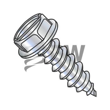 14-10 x 1 1/4  Slotted Indented He x  Washer Self Tapping Screw Type A Fully Threaded Zinc Bake, 1420ASW