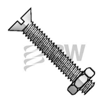 1/8in-32 X 2in Flat Head Slot Stove Bolt With M/S Nut, Zinc Cr+3
